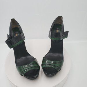Black/Green Leather Max Studio Platforms